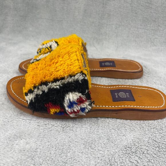 RES IPSA Rug Sandal Womens Slide Sz 8 Yellow Moroccan Comfort Casual Slip On - Picture 2 of 15